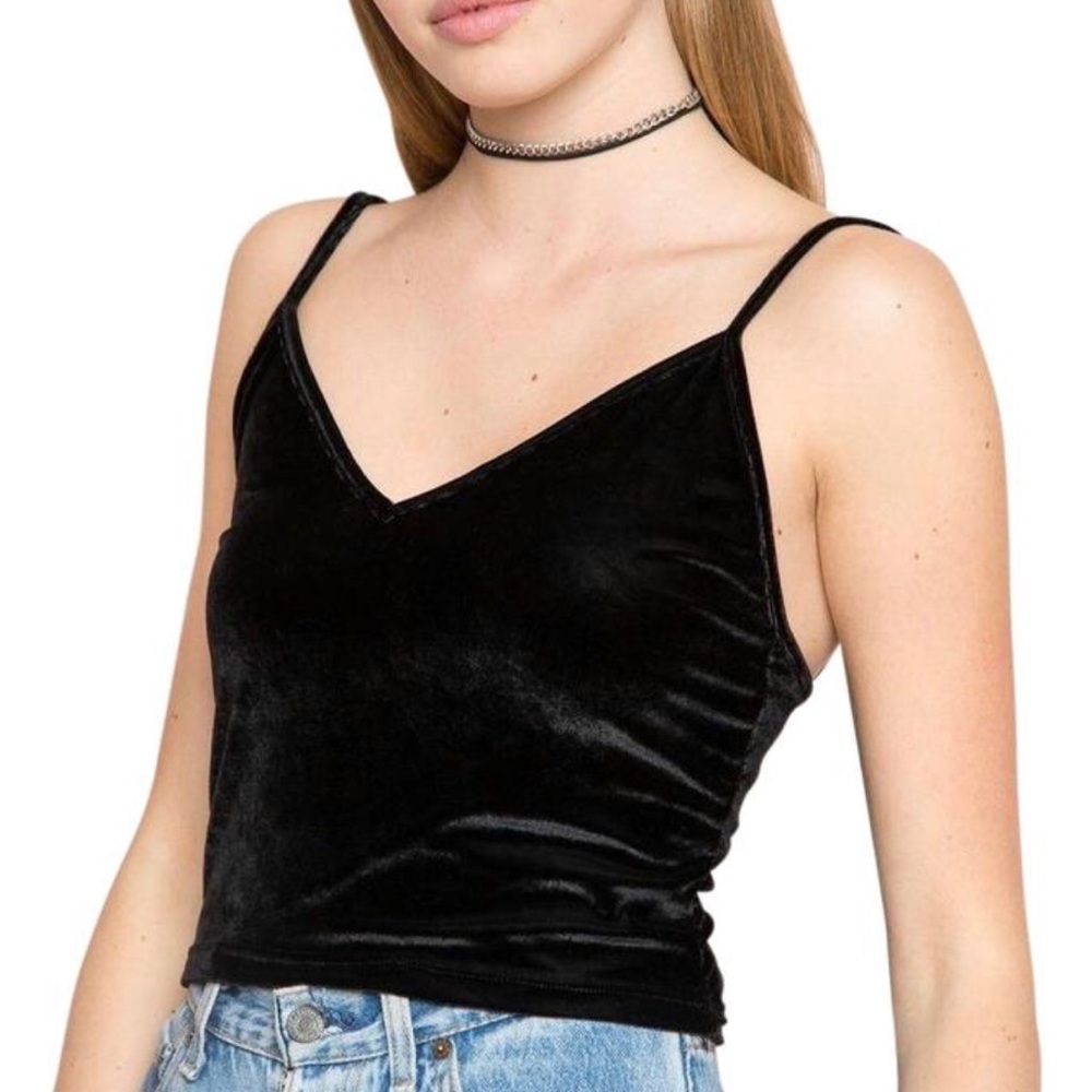 Brandy Melville Black Velvet Tank Cami Top OS